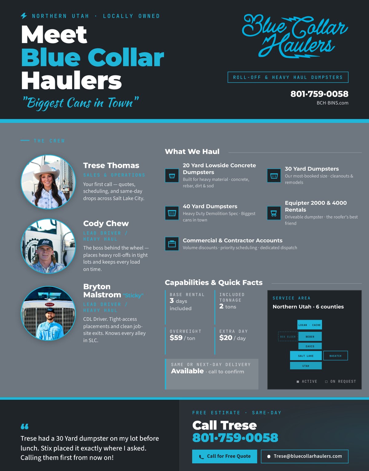 Blue Collar Haulers team flyer