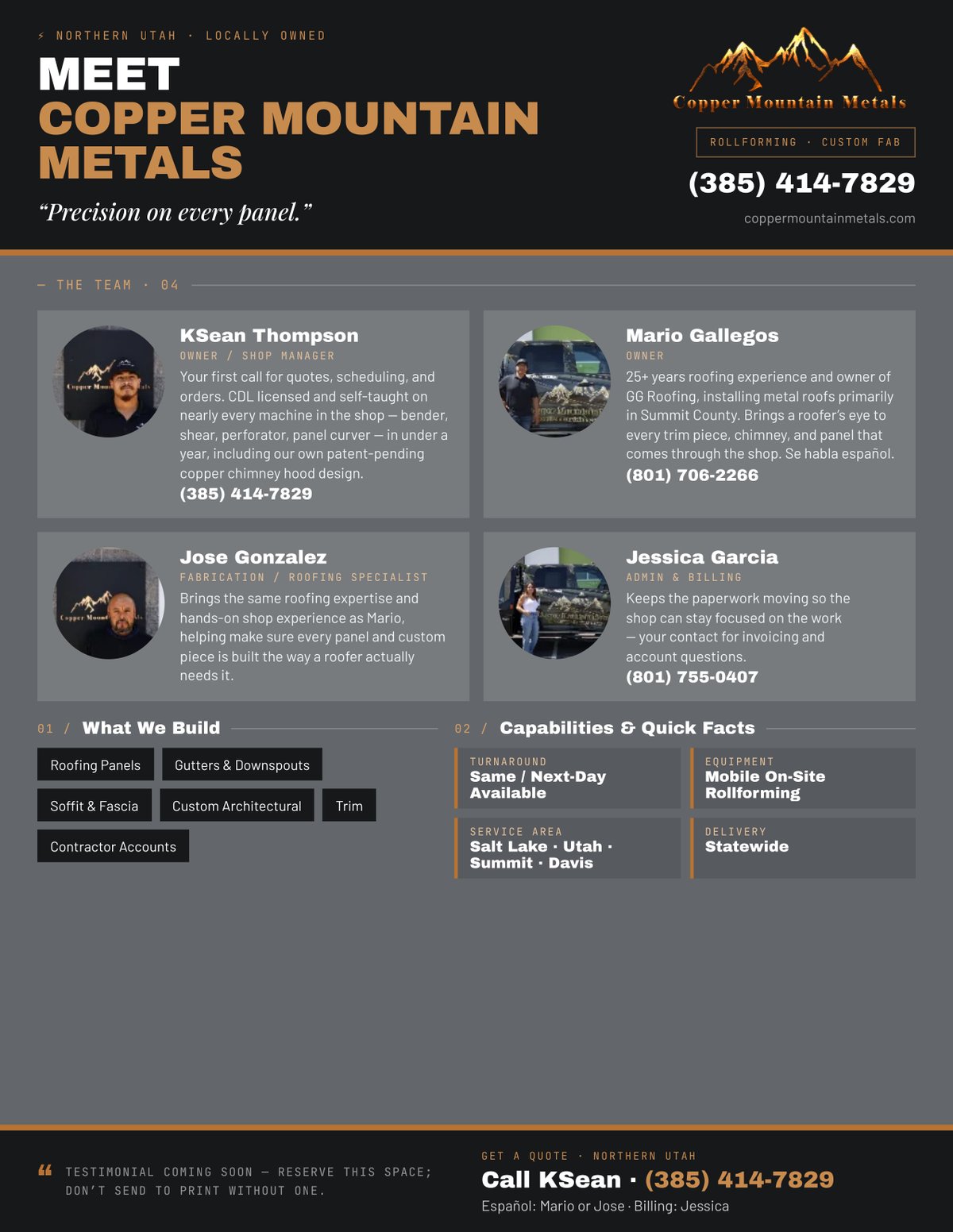Copper Mountain Metals team page